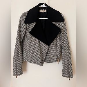 Stella McCartney vintage cropped houndstooth black and white jacket size 40